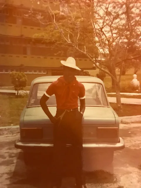 Abel at the language institute following a political event in Cuba in 1982