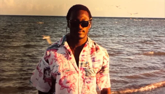 Abel standing at Varadero Beach after completing his second year of university studies in Cuba